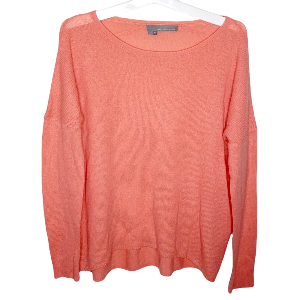 360 Cashmere neon pinky coral Crewneck slouchy sweater size M